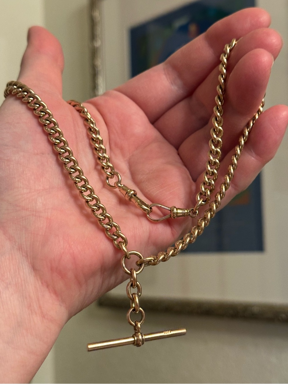 Antique 9ct Solid Gold 18” Double Albert Watch Chain Necklace Heavy 43.65 Grams